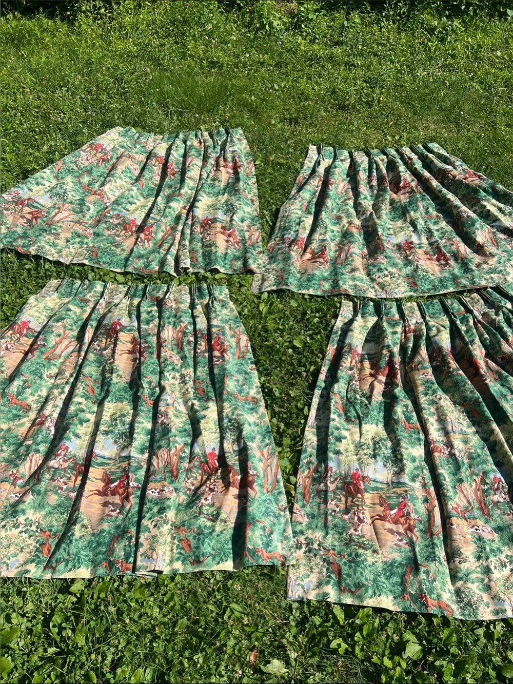 4 panels of Vintage Schumacher Limited Edition Tally Ho Drapes-like new!